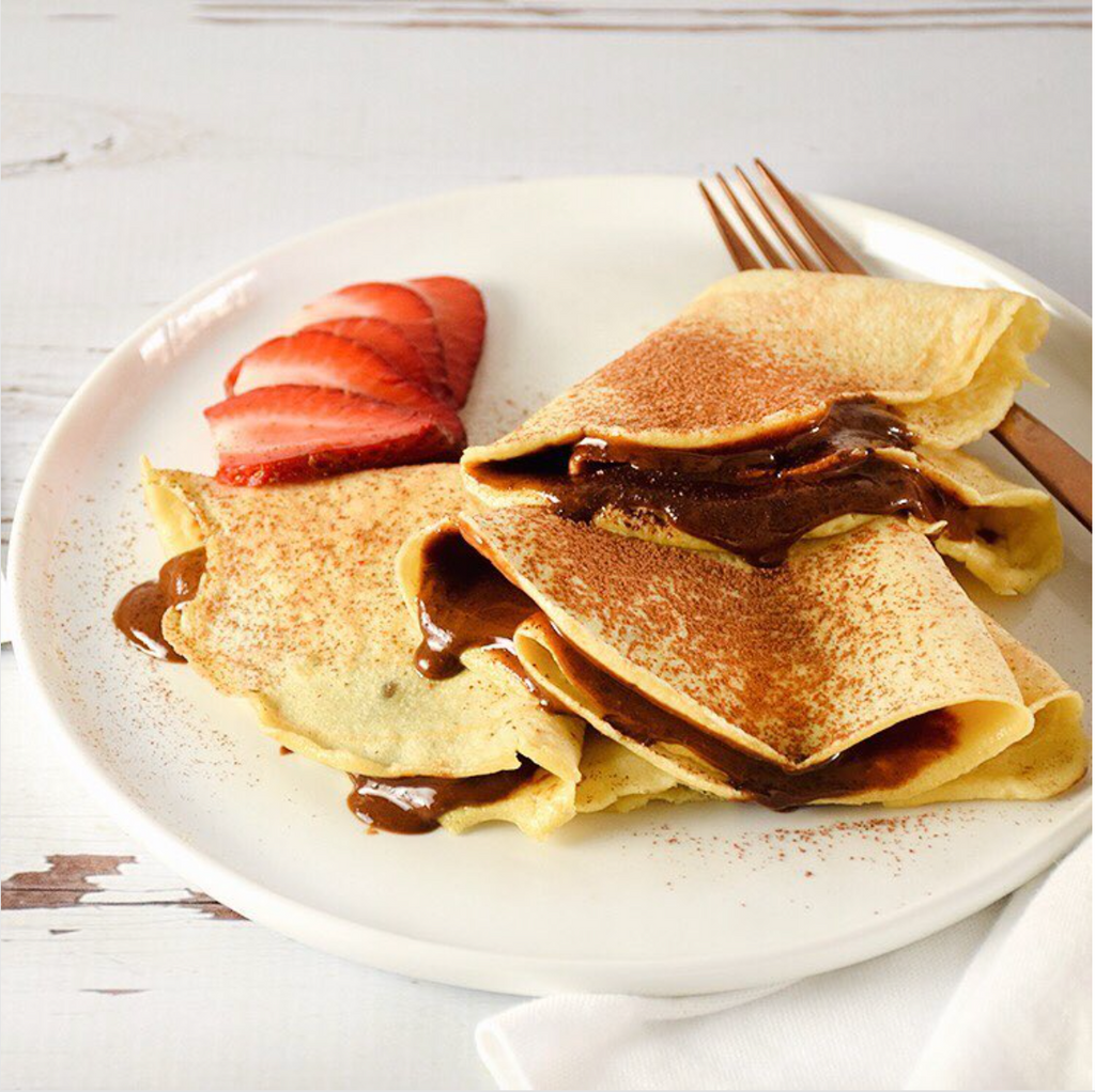 PALEO AND KETO CREPES WITH PHAT FUDGE